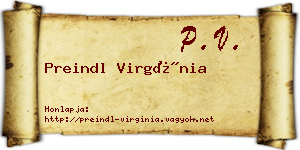 Preindl Virgínia névjegykártya